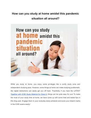 How can you study at home amidst this pandemic situation all around