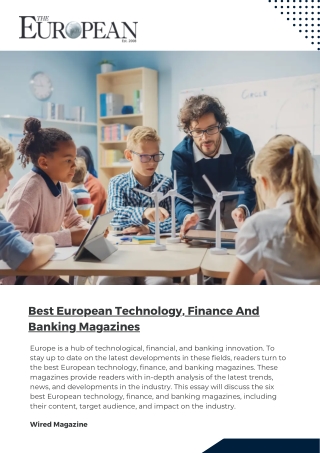 Best European Technology, Finance And Banking Magazines
