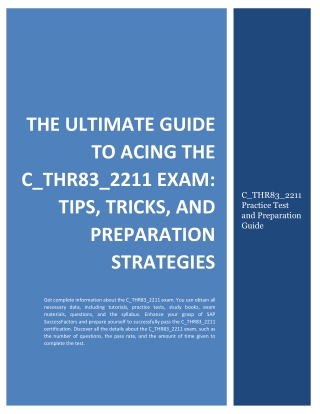 The Ultimate Guide to Acing the C_THR83_2211 Exam Tips and Strategies