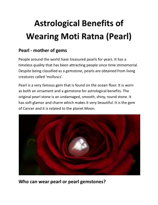Astrological Benefits of Wearing Moti Ratna (Pearl)