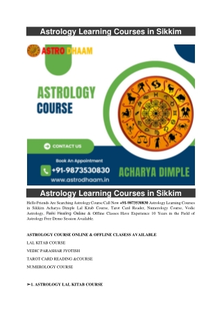 Astrology Learning Courses in Sikkim  91-9873530830