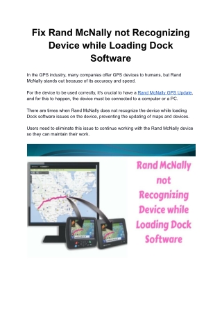 Fix Rand McNally not Recognizing Device while Loading Dock Software