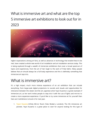 What is immersive art and what are the top 5 immersive art exhibitions to look out for in 2023 - Scott Fleary Production