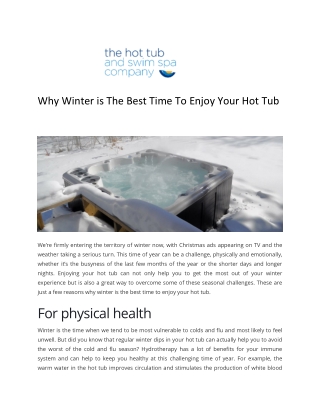 Why Winter is The Best Time To Enjoy Your Hot Tub