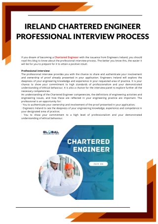 Ireland Chartered Engineer Professional Interview Process