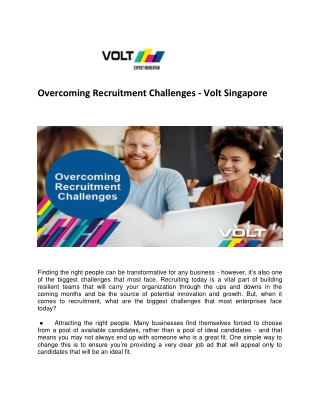 Overcoming Recruitment Challenges - Volt Singapore