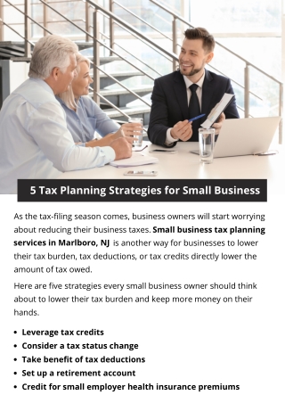 5 Tax Planning Strategies for Small Business