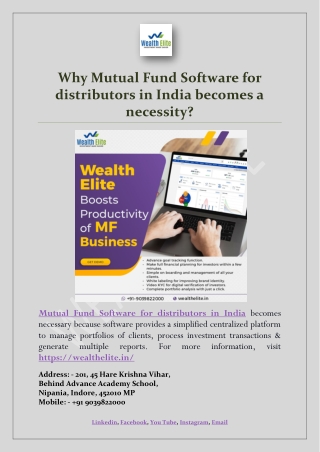 Why Mutual Fund Software for distributors in India becomes a necessity