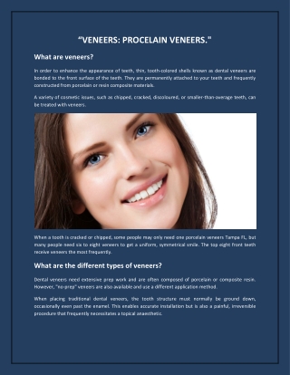 “VENEERS: PROCELAIN VENEERS."