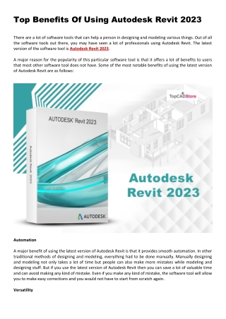 Top Benefits Of Using Autodesk Revit 2023