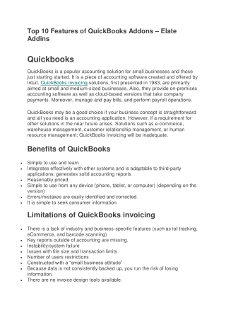 Top 10 Features of QuickBooks Addons – Elate Addins