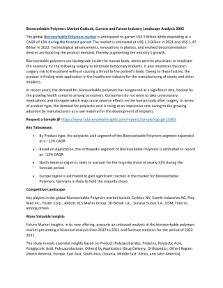 Bioresorbable Polymers Market