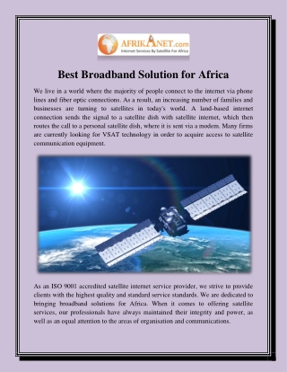 Best Broadband Solution for Africa