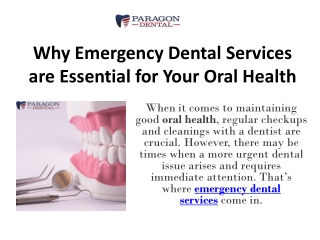 Why Emergency Dental Services are Essential for Your Oral Health