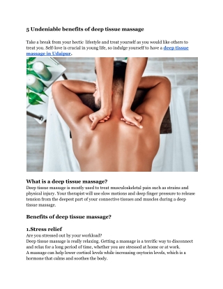 5 Undeniable benefits of deep tissue massage
