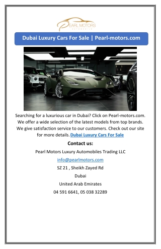 Dubai Luxury Cars For Sale | Pearl-motors.com