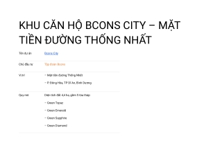 Khám phá cuộc sống hiện đại tại Bcons City!