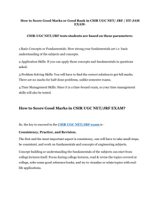 How to Score Good Marks or Good Rank in CSIR UGC NET