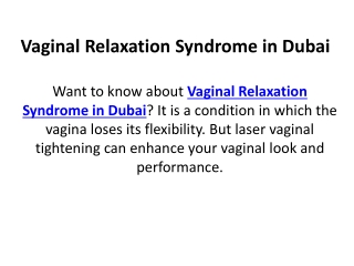 Vaginal Relaxation Syndrome in Dubai