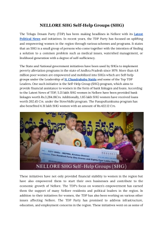NELLORE SHG Self-Help Groups (SHG)