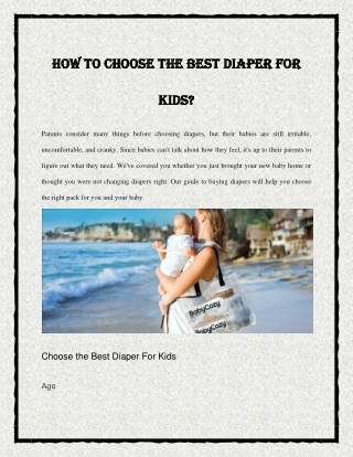 How to Choose the Best Diaper for Kids