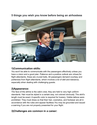 5 things you wish you know before being an airhostess