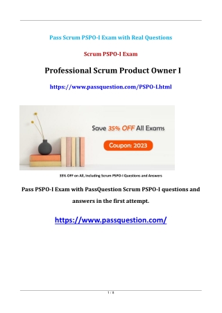 Professional Scrum Product Owner I PSPO-I Exam Questions