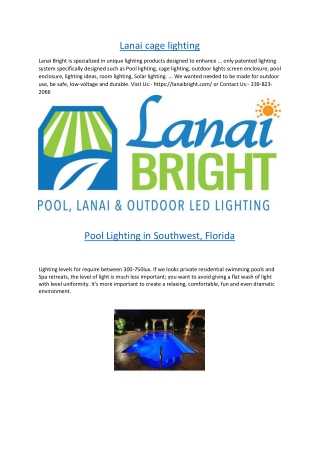 Lanai cage lighting