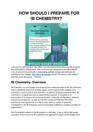 How should I prepare for IB Chemistry_