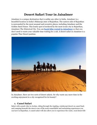 Desert Safari Tour in Jaisalmer