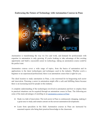 Scada Course in Pune