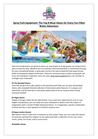 Spray Park Equipment The Top 8 Must-Haves for Every Fun-Filled Water Adventure