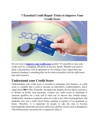 7 Essential Credit Repair Tricks to Improve Your Credit Score