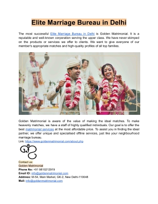 Elite Marriage Bureau in Delhi