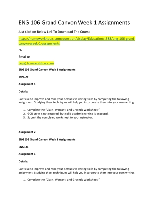 ENG 106 Grand Canyon Week 1 Assignments