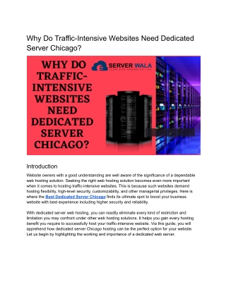_Why Do Traffic-Intensive Websites Need Dedicated Server Chicago_