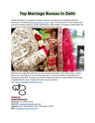 Top Marriage Bureau in Delhi