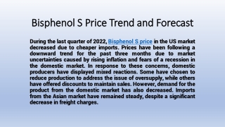 Bisphenol S Pricing Trend and Forecast