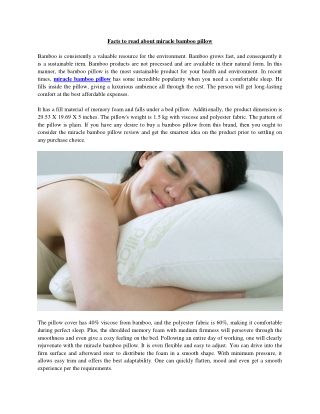 Miracle bamboo pillow