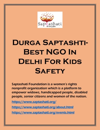Durga Saptashti- Best NGO In Delhi For Kids Safety