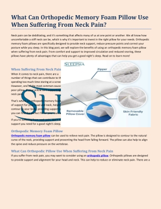 What Can Orthopedic Memory Foam Pillow Use When Suffering From Neck Pain