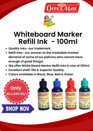 Whiteboard Marker Ink at Best Price in India -100ml - Soniofficemate