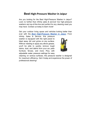 Best High-Pressure Washer in Jaipur