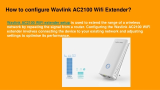 How to configure Wavlink AC2100 Wifi Extender_