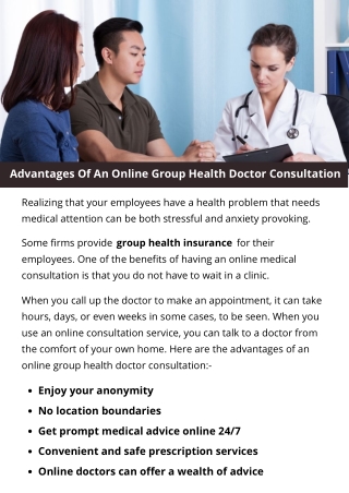 Advantages Of An Online Group Health Doctor Consultation