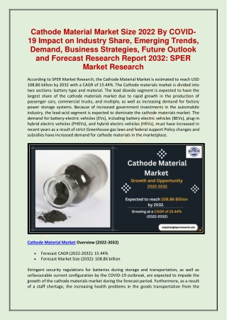 Cathode Material Market Size, Share Report 2022-2032: SPER Market Research