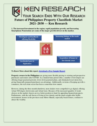 Property Classified Opportunities in Philippines - Ken Research