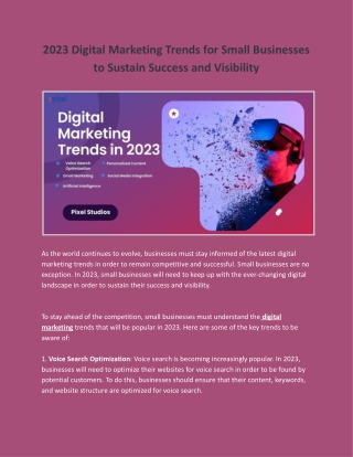 2023 Digital Marketing Trends for Small Businesses to Sustain Success and Visibility