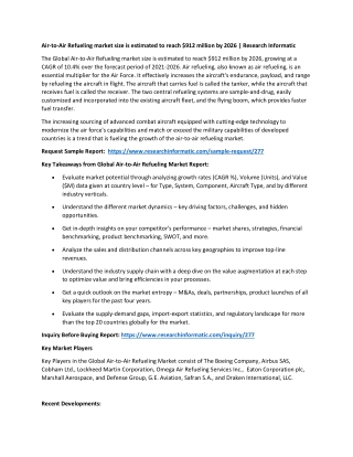 Air-to-Air Refueling market size is estimated to reach $912 million by 2026 | Re
