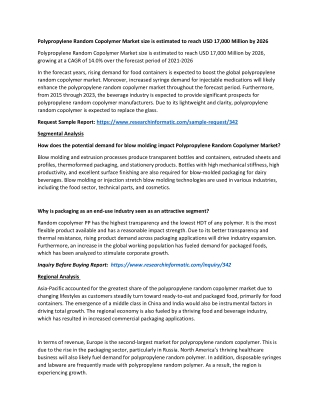 Polypropylene Random Copolymer Market size is estimated to reach USD 17,000 Mill